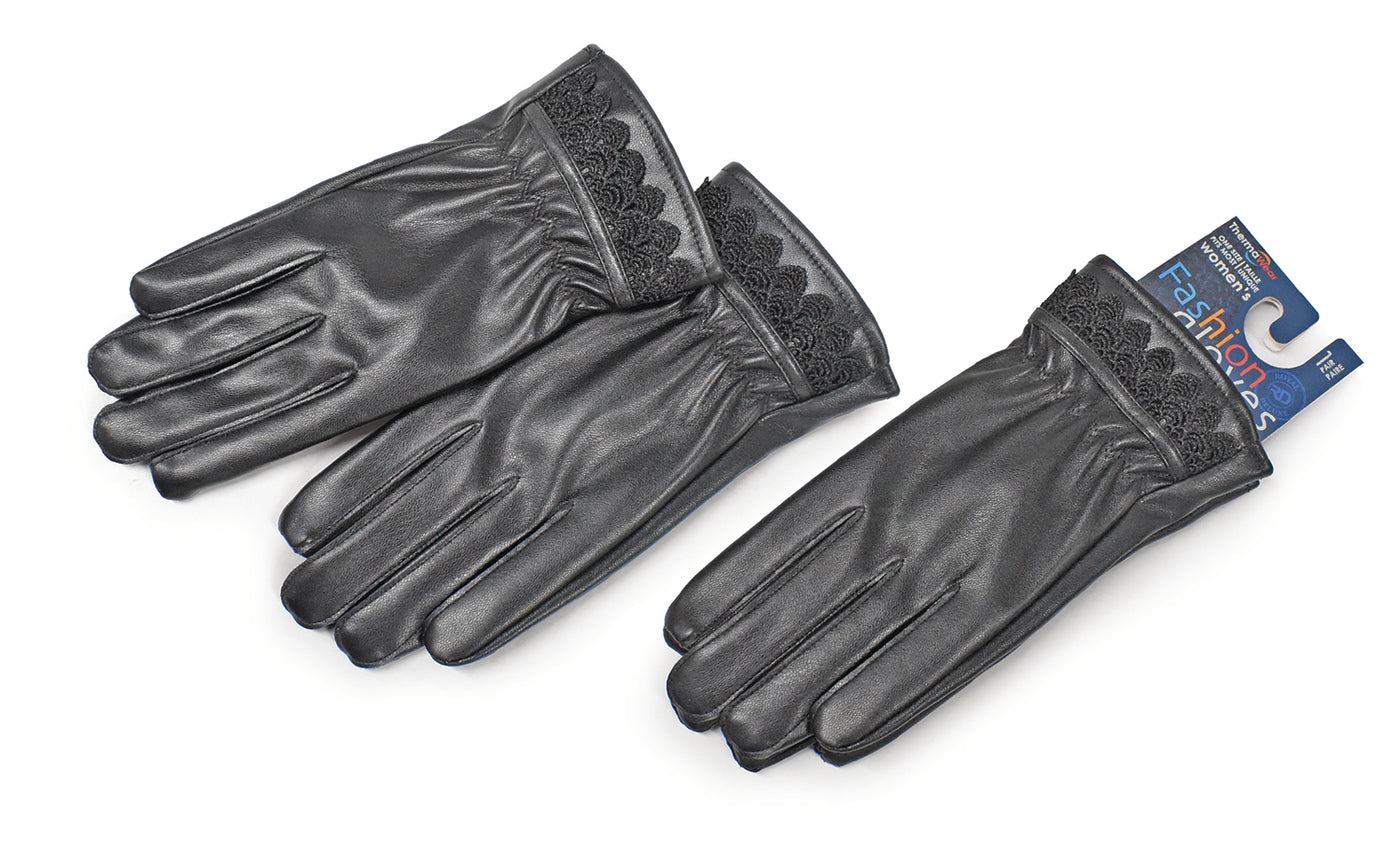 ThermaWear Women's Fashion Faux Leather Gloves