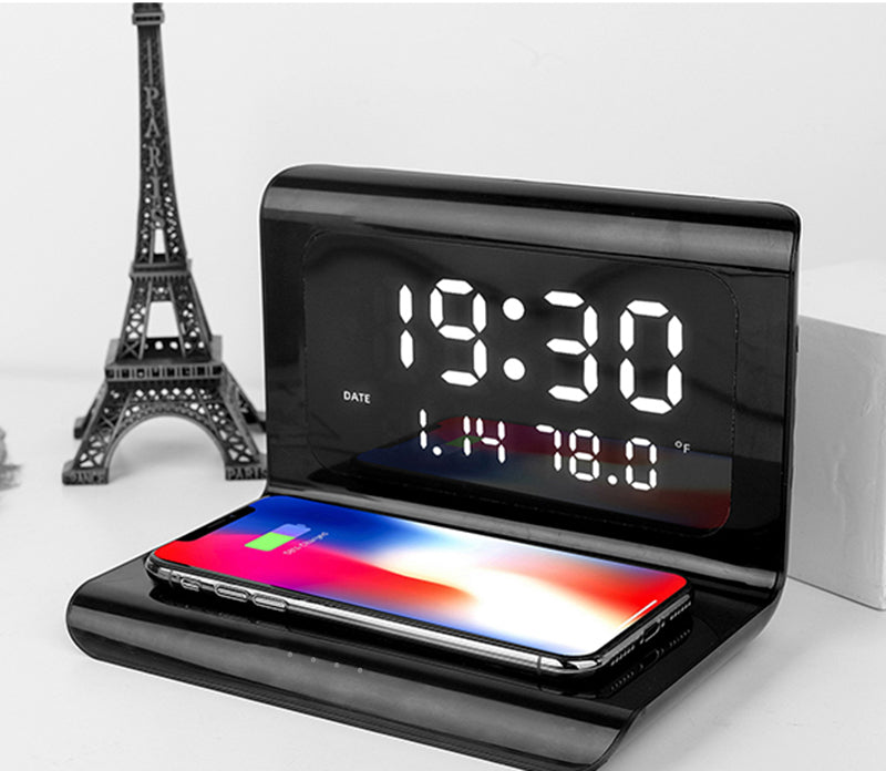 Alarm Clock with 10W Wireless Charging and LED Display