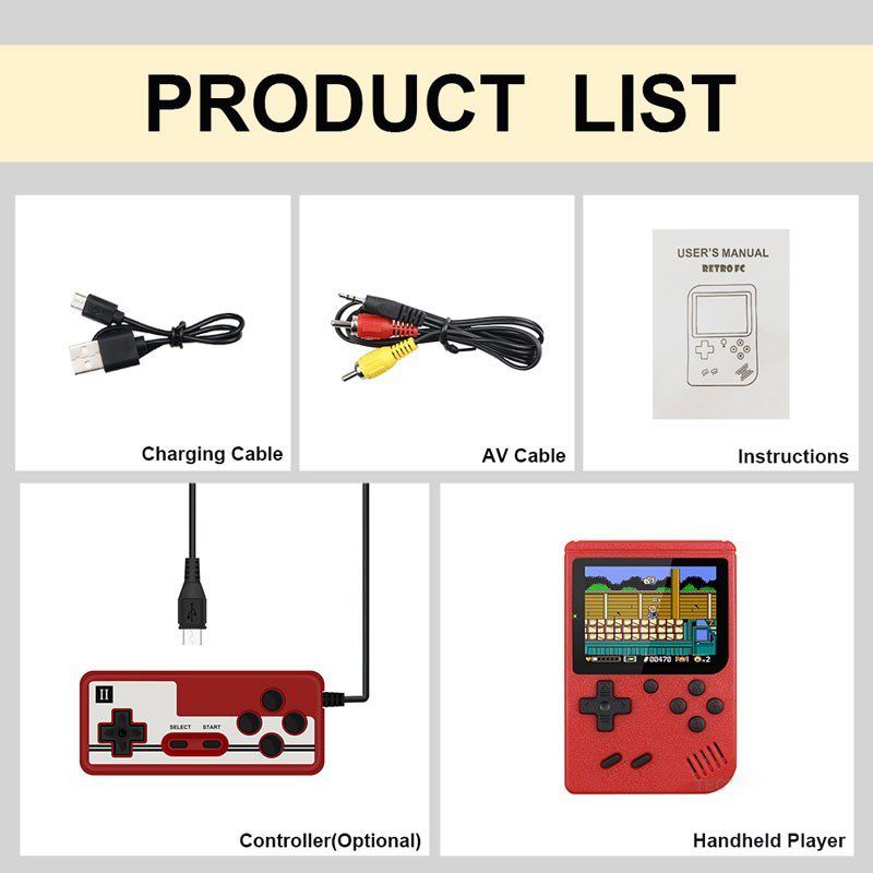 Handhell Contoller 400-In-1 Handheld Game Console with 2 Player Controller & TV Connectio ...