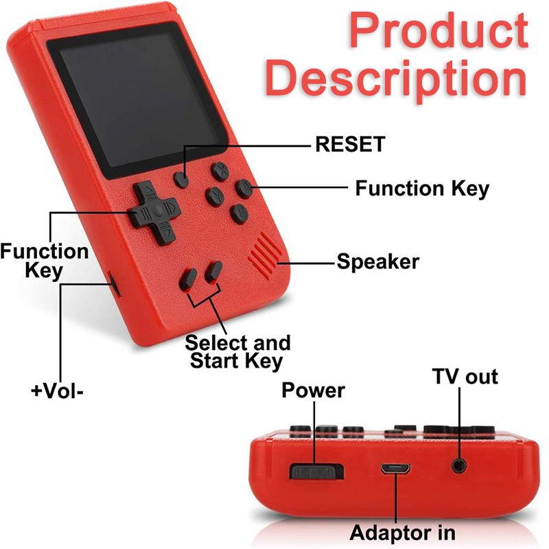 400-In-1 Handheld Game Console with 2 Player Controller & TV Connectio ...