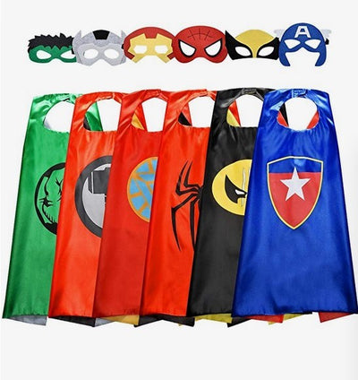6-Pack | Superhero Reversible Cape & Mask Set