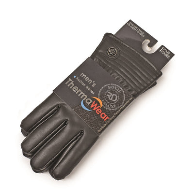 ThermaWear Men's Fleece-Lined Fashion PU Leather Gloves