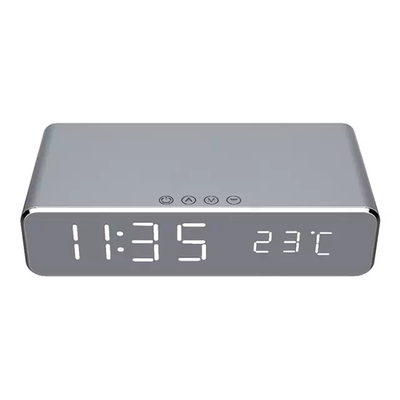 LED Alarm Clock with Wireless Charger and USB Port